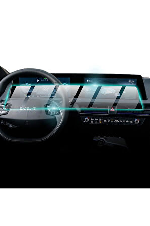 Kia 2023 EV6 12,3" Navigasyon +12,3" Gösterge Paneli için 9H Nano IPG ProActive Ekran Koruyucu