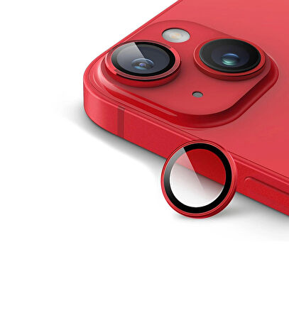 iPhone 14 / 14 Plus için IPG ProLENS Kamera Lens Koruyucu Alüminyum CD Çerçeveli, Kırılmaz Cam