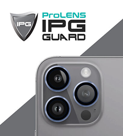iPhone 14 Pro / Pro Max için IPG ProLENS Kamera Lens Koruyucu Alüminyum CD Çerçeveli, Kırılmaz Cam