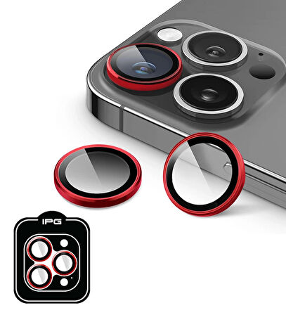 iPhone 14 Pro / Pro Max için IPG ProLENS Kamera Lens Koruyucu Alüminyum CD Çerçeveli, Kırılmaz Cam