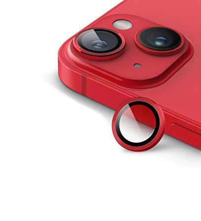 iPhone 15 / 15 Plus için IPG ProLENS Kamera Lens Koruyucu Alüminyum CD Çerçeveli, Kırılmaz Cam