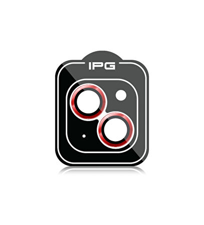 iPhone 15 / 15 Plus için IPG ProLENS Kamera Lens Koruyucu Alüminyum CD Çerçeveli, Kırılmaz Cam