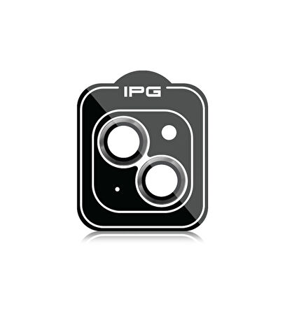 iPhone 15 / 15 Plus için IPG ProLENS Kamera Lens Koruyucu Alüminyum CD Çerçeveli, Kırılmaz Cam