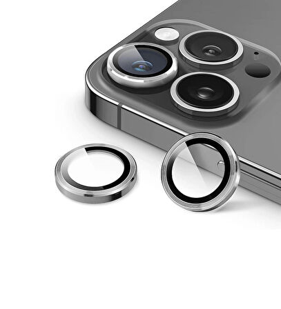 iPhone 15 Pro / Pro Max için IPG ProLENS Kamera Lens Koruyucu Alüminyum CD Çerçeveli, Kırılmaz Cam