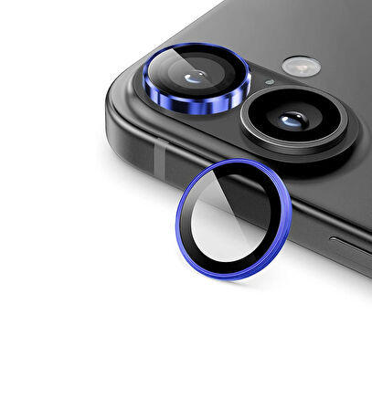 iPhone 16 / 16 Plus için IPG ProLENS Kamera Lens Koruyucu Alüminyum CD Çerçeveli, Kırılmaz Cam