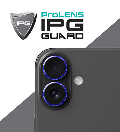 iPhone 16 / 16 Plus için IPG ProLENS Kamera Lens Koruyucu Alüminyum CD Çerçeveli, Kırılmaz Cam