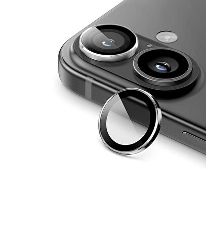 iPhone 16 / 16 Plus için IPG ProLENS Kamera Lens Koruyucu Alüminyum CD Çerçeveli, Kırılmaz Cam