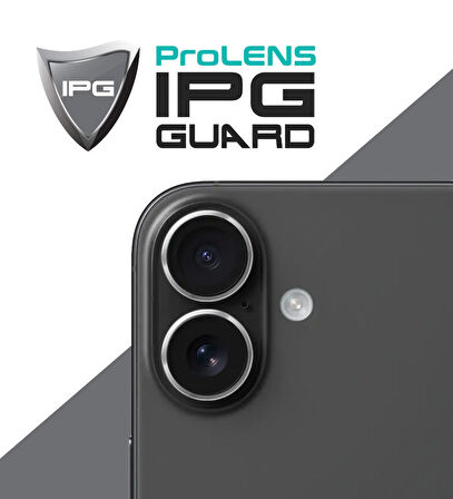 iPhone 16 / 16 Plus için IPG ProLENS Kamera Lens Koruyucu Alüminyum CD Çerçeveli, Kırılmaz Cam