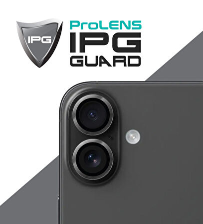 iPhone 16 / 16 Plus için IPG ProLENS Kamera Lens Koruyucu Alüminyum CD Çerçeveli, Kırılmaz Cam