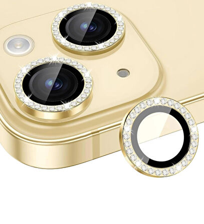 iPhone 14 / 14 Plus için IPG ProLENS Kamera Lens Koruyucu Elmas Taşlı Çerçeveli, Kırılmaz Cam
