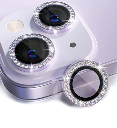 iPhone 14 / 14 Plus için IPG ProLENS Kamera Lens Koruyucu Elmas Taşlı Çerçeveli, Kırılmaz Cam