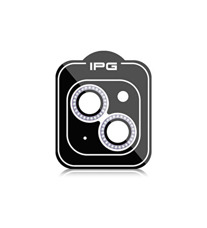 iPhone 14 / 14 Plus için IPG ProLENS Kamera Lens Koruyucu Elmas Taşlı Çerçeveli, Kırılmaz Cam