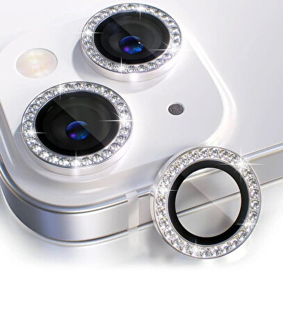 iPhone 15 / 15 Plus için IPG ProLENS Kamera Lens Koruyucu Elmas Taşlı Çerçeveli, Kırılmaz Cam