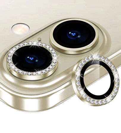 iPhone 16 / 16 Plus için IPG ProLENS Kamera Lens Koruyucu Elmas Taşlı Çerçeveli, Kırılmaz Cam
