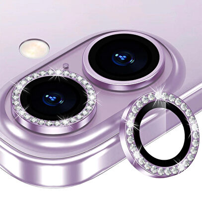 iPhone 16 / 16 Plus için IPG ProLENS Kamera Lens Koruyucu Elmas Taşlı Çerçeveli, Kırılmaz Cam