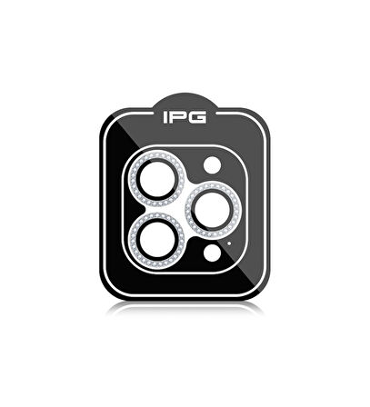 iPhone 16 Pro / Pro Max için IPG ProLENS Kamera Lens Koruyucu Elmas Taşlı Çerçeveli, Kırılmaz Cam