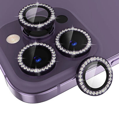 iPhone 16 Pro / Pro Max için IPG ProLENS Kamera Lens Koruyucu Elmas Taşlı Çerçeveli, Kırılmaz Cam