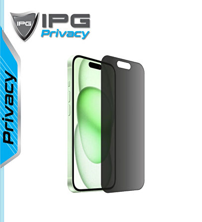 iPhone 15 Plus uyumlu IPG Privacy Hayalet Ekran Koruma Gizlilik Filtreli, Yan Görünmeyi Engelleyici