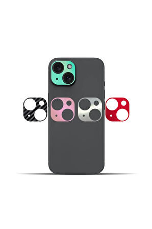 iPhone 15/15 Plus Arka Kamera Dekoratif Sticker Koruyucu Set – 5 Renk, Çizilmeye Dayanıklı Kamera Koruyucu