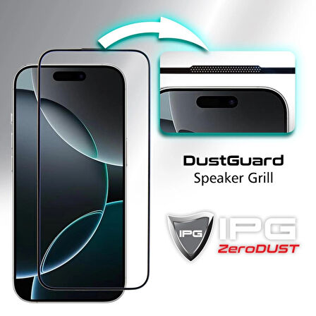 IPG Zero Dust, iPhone 17 için Toz Önleyici Aplikatörlü Temperli Cam Koruma (2 Adet)