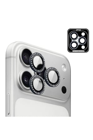 iPhone 17 Pro / iPhone 17 Pro Max için ProLENS Kamera Lens Koruyucu Elmas Taş Çerçeveli, Kırılmaz Cam