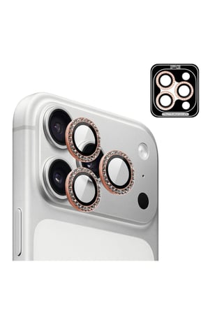 iPhone 17 Pro / iPhone 17 Pro Max için ProLENS Kamera Lens Koruyucu Elmas Taş Çerçeveli, Kırılmaz Cam