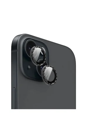 iPhone 15 / 15 Plus için ProLENS Kamera Lens Koruyucu Elmas Kesim Çerçeveli, Kırılmaz Cam
