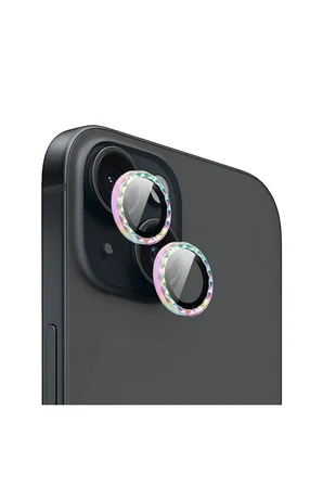 iPhone 15 / 15 Plus için ProLENS Kamera Lens Koruyucu Elmas Kesim Çerçeveli, Kırılmaz Cam