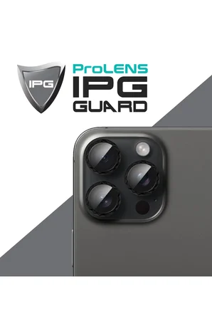 iPhone 15 Pro / 15 Pro Max için ProLENS Kamera Lens Koruyucu Elmas Kesim Çerçeveli, Kırılmaz Cam