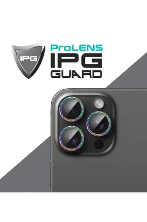 iPhone 15 Pro / 15 Pro Max için ProLENS Kamera Lens Koruyucu Elmas Kesim Çerçeveli, Kırılmaz Cam