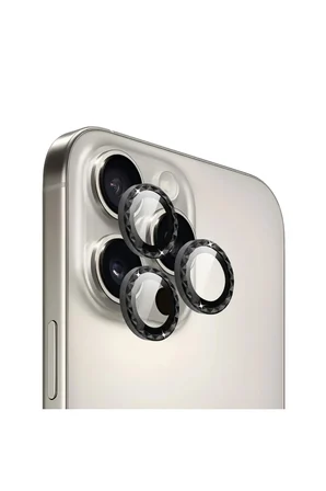 iPhone 16 Pro / 16 Pro Max için ProLENS Kamera Lens Koruyucu Elmas Kesim Çerçeveli, Kırılmaz Cam