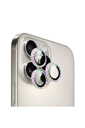 iPhone 16 Pro / 16 Pro Max için ProLENS Kamera Lens Koruyucu Elmas Kesim Çerçeveli, Kırılmaz Cam
