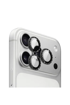 iPhone 17 Pro / 17 Pro Max için ProLENS Kamera Lens Koruyucu Elmas Kesim Çerçeveli, Kırılmaz Cam