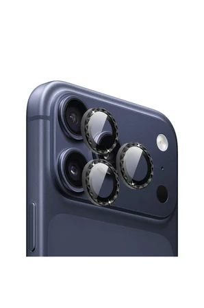 iPhone 17 Pro / 17 Pro Max için ProLENS Kamera Lens Koruyucu Elmas Kesim Çerçeveli, Kırılmaz Cam