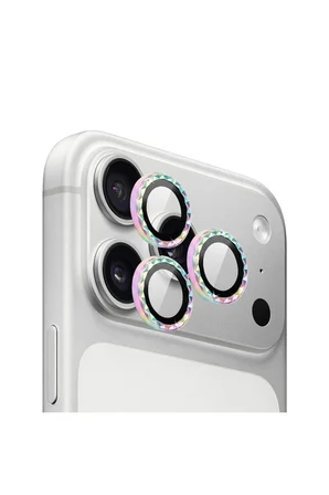 iPhone 17 Pro / 17 Pro Max için ProLENS Kamera Lens Koruyucu Elmas Kesim Çerçeveli, Kırılmaz Cam