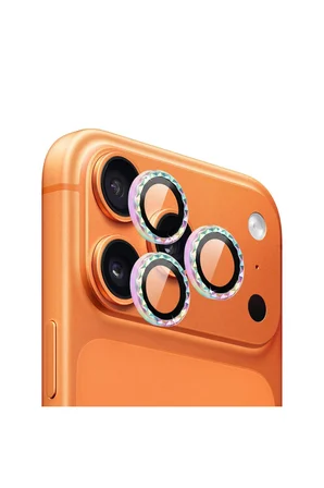 iPhone 17 Pro / 17 Pro Max için ProLENS Kamera Lens Koruyucu Elmas Kesim Çerçeveli, Kırılmaz Cam