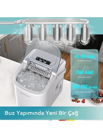 Euhomy Bullet (Kapsül) Buz Makinesi Beyaz