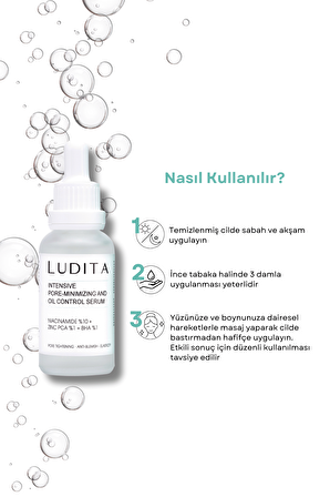 Gözenek, Siyah Nokta ve Sivilce Oluşumunu Gidermeye Yardımcı Bakım Serumu (Niacinamide 10%+Zınc Pca1% + BHA 1%)