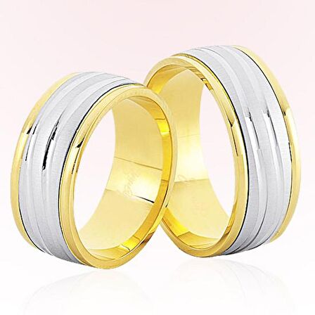 Harem Altın Sarı Beyaz Altın Alyans 8104