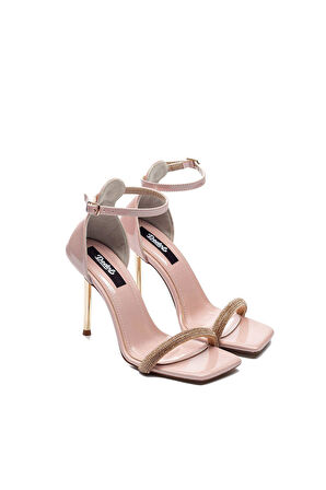 Yüksek Topuk Bilekten Bağlamalı Açık Kadın Abiye Ayakkabı 8105