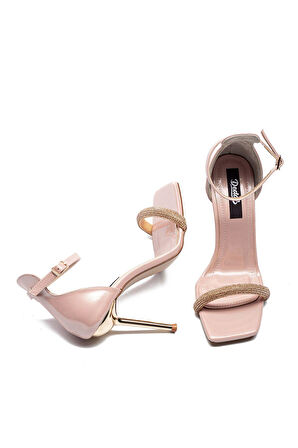 Yüksek Topuk Bilekten Bağlamalı Açık Kadın Abiye Ayakkabı 8105