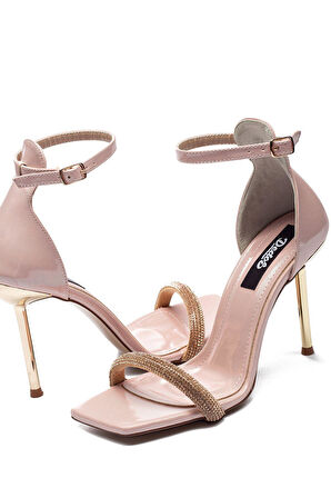 Yüksek Topuk Bilekten Bağlamalı Açık Kadın Abiye Ayakkabı 8105