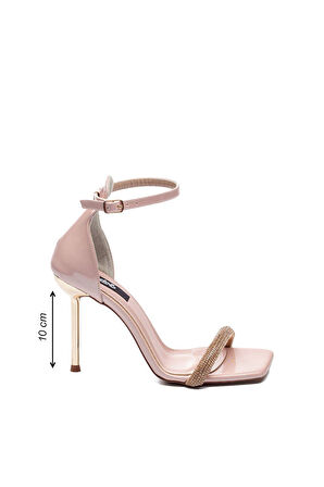 Yüksek Topuk Bilekten Bağlamalı Açık Kadın Abiye Ayakkabı 8105