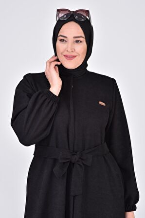 Kadın Büyük Beden Oversize Beli Baglamali Kaban Pardösü