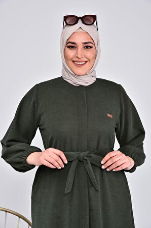 Kadın Büyük Beden Oversize Beli Baglamali Kaban Pardösü