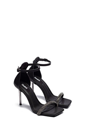 Yüksek Topuk Bilekten Bağlamalı Açık Kadın Abiye Ayakkabı 8105