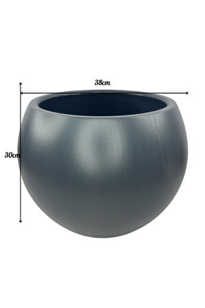 Küre Yuvarlak Top Vazo Dekoratif Saksı ANTRASİT 38*30cm