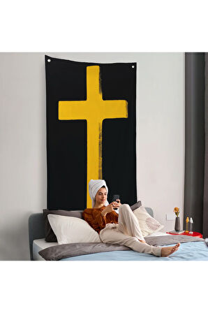 Sarı Haç Duvar Örtüsü - Cross-8105