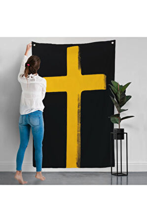 Sarı Haç Duvar Örtüsü - Cross-8105