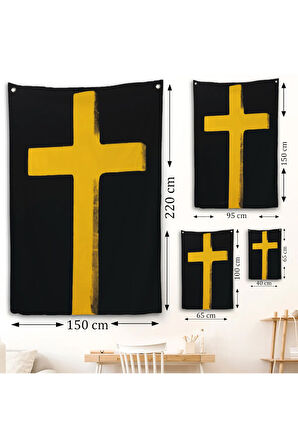 Sarı Haç Duvar Örtüsü - Cross-8105